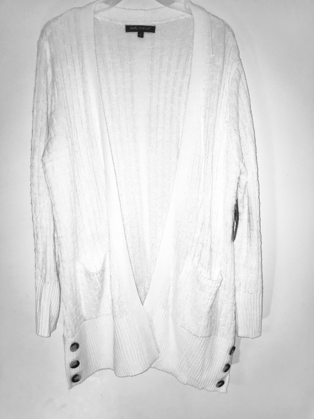 NWT Kathy Ireland Deadstock Vintage 90s Open Front Cardigan White XL Retro Chic